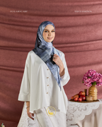 YES DEFECT ( Square ) Celeste In Mixed Silk Matte Satin ( Artsy )