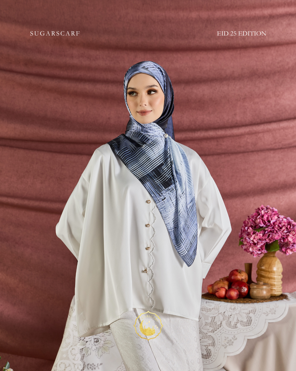 YES DEFECT ( Square ) Celeste In Mixed Silk Matte Satin ( Artsy )