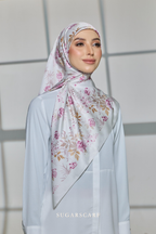 YES DEFECT ( Square ) Celeste Matte Satin Silk Scarf ( FORGIVENESS )