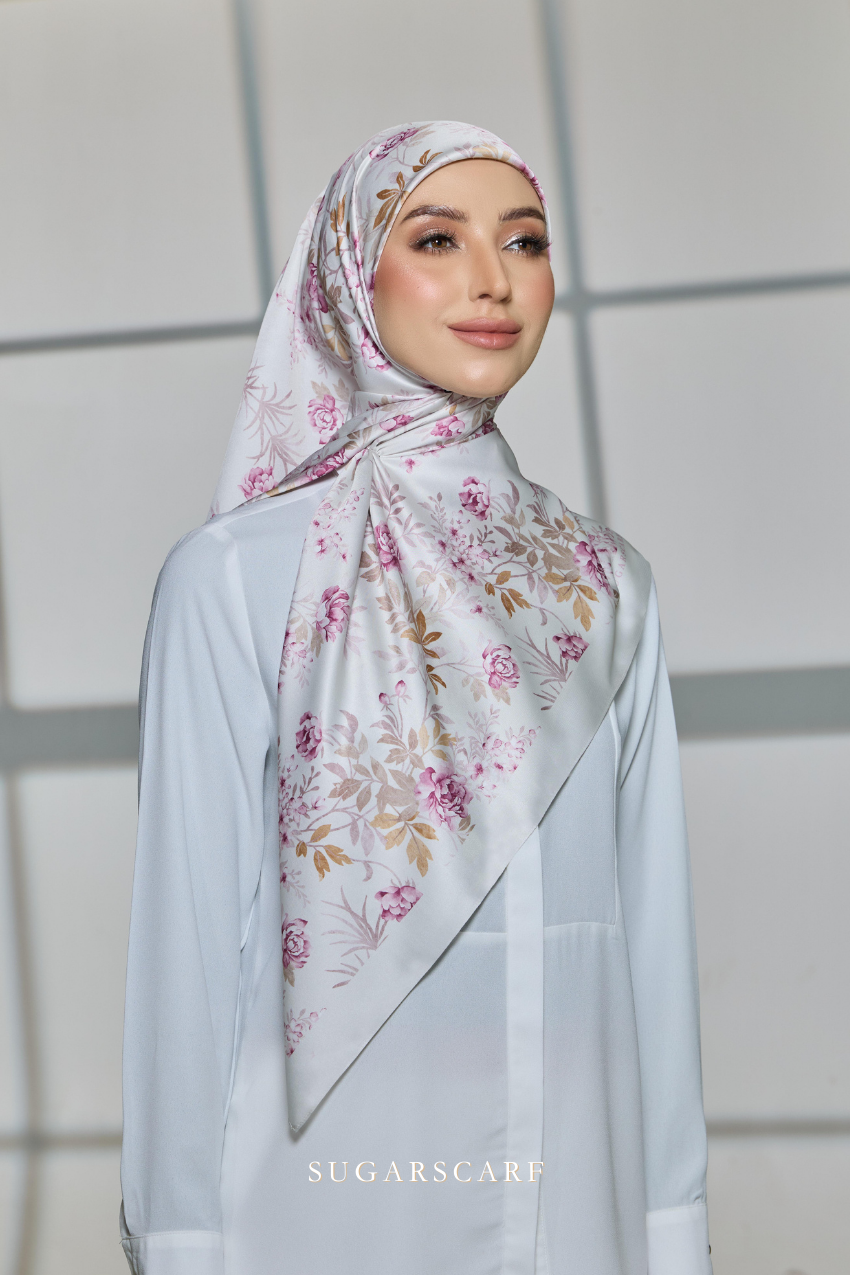 YES DEFECT ( Square ) Celeste Matte Satin Silk Scarf ( FORGIVENESS )