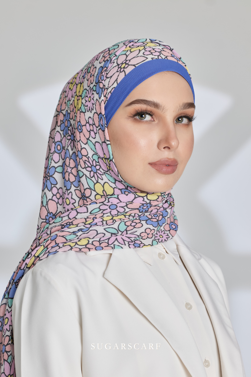 ( Full Wide Pleats Shawl ) Eid Flower Power ( FASHIONISTA )