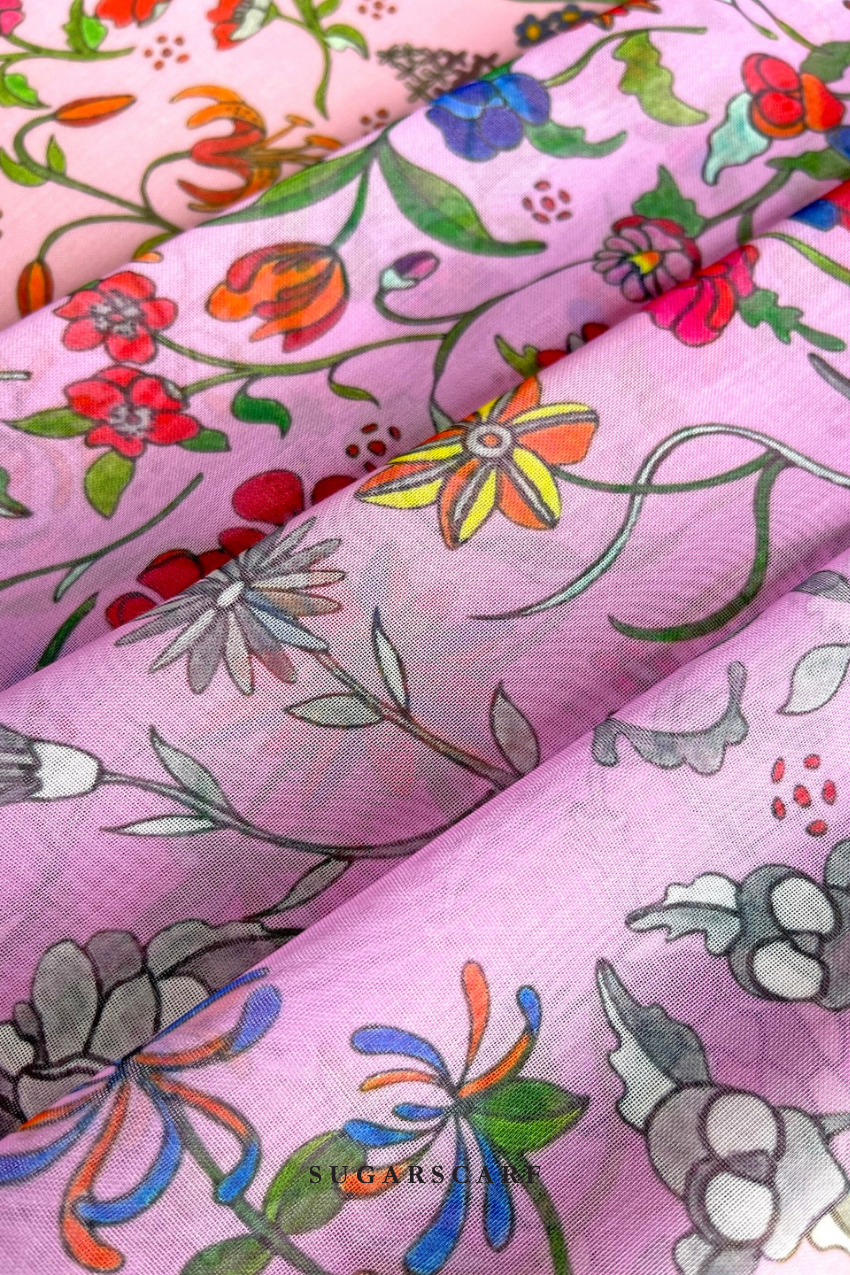 YES  Defect  ( Japanese Voile Square Scarf 46inch ) Enchanted Garden ( TWILIGHT )