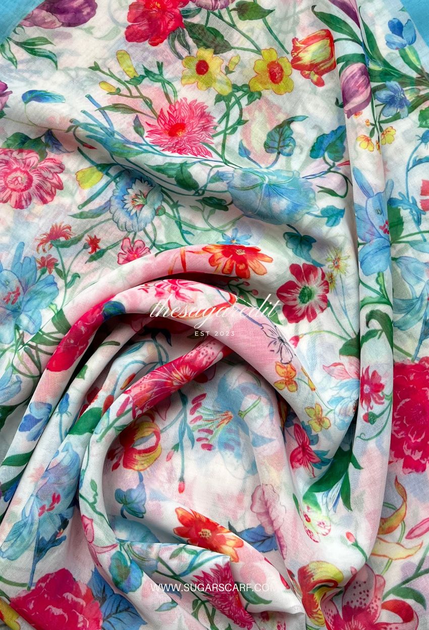 TSE BloomInvitation Japanese Cotton Voile Square - Ellie (Vibrant)