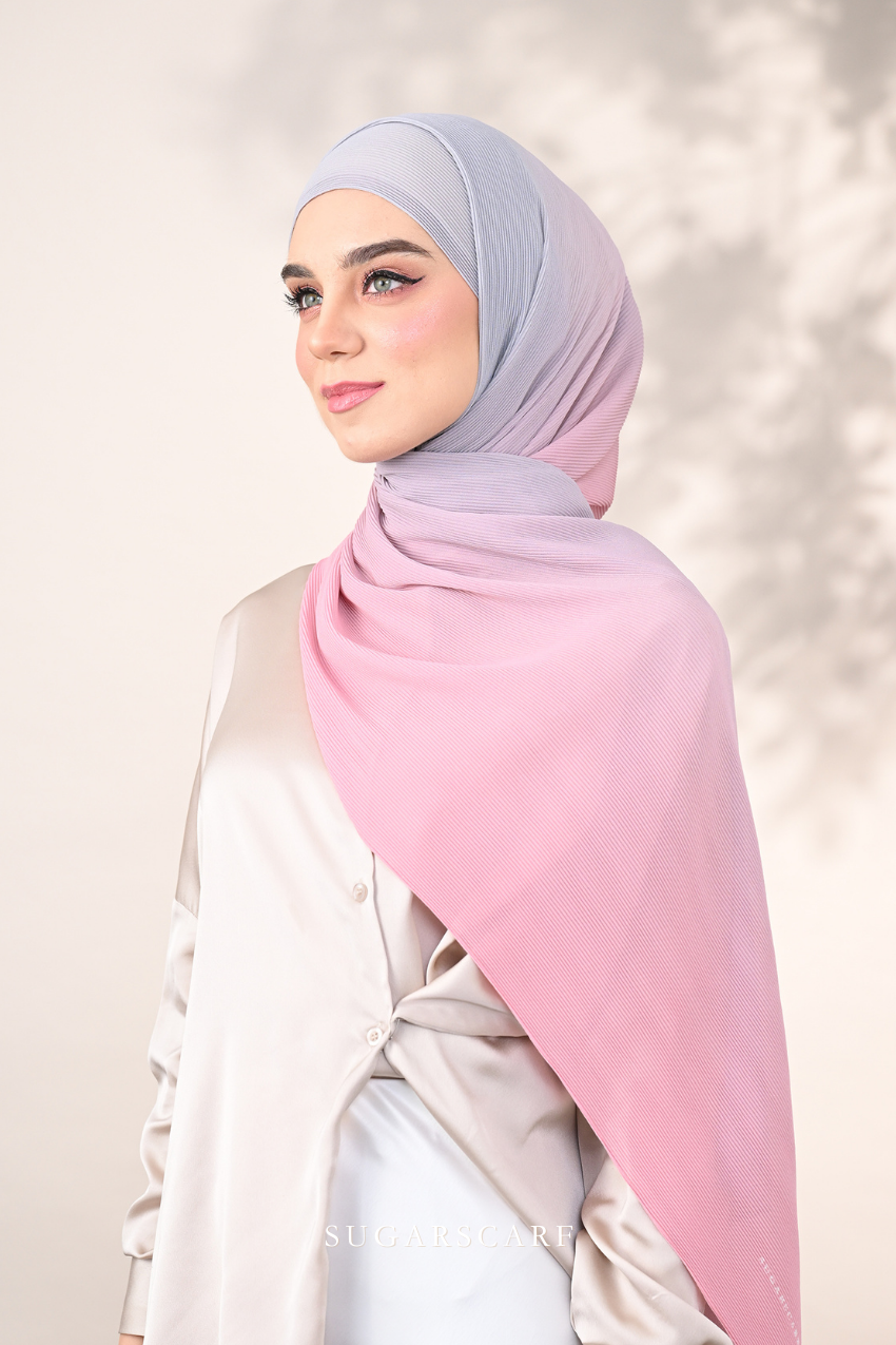 ( Full Wide Pleats Shawl ) Ombre ( So Cute )