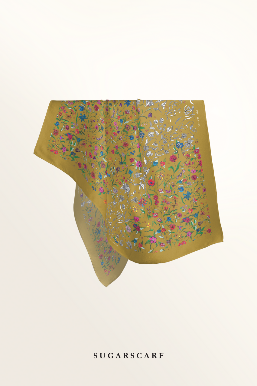 YES ( Japanese Voile Square Scarf 46inch ) Enchanted Garden ( STARDUST )