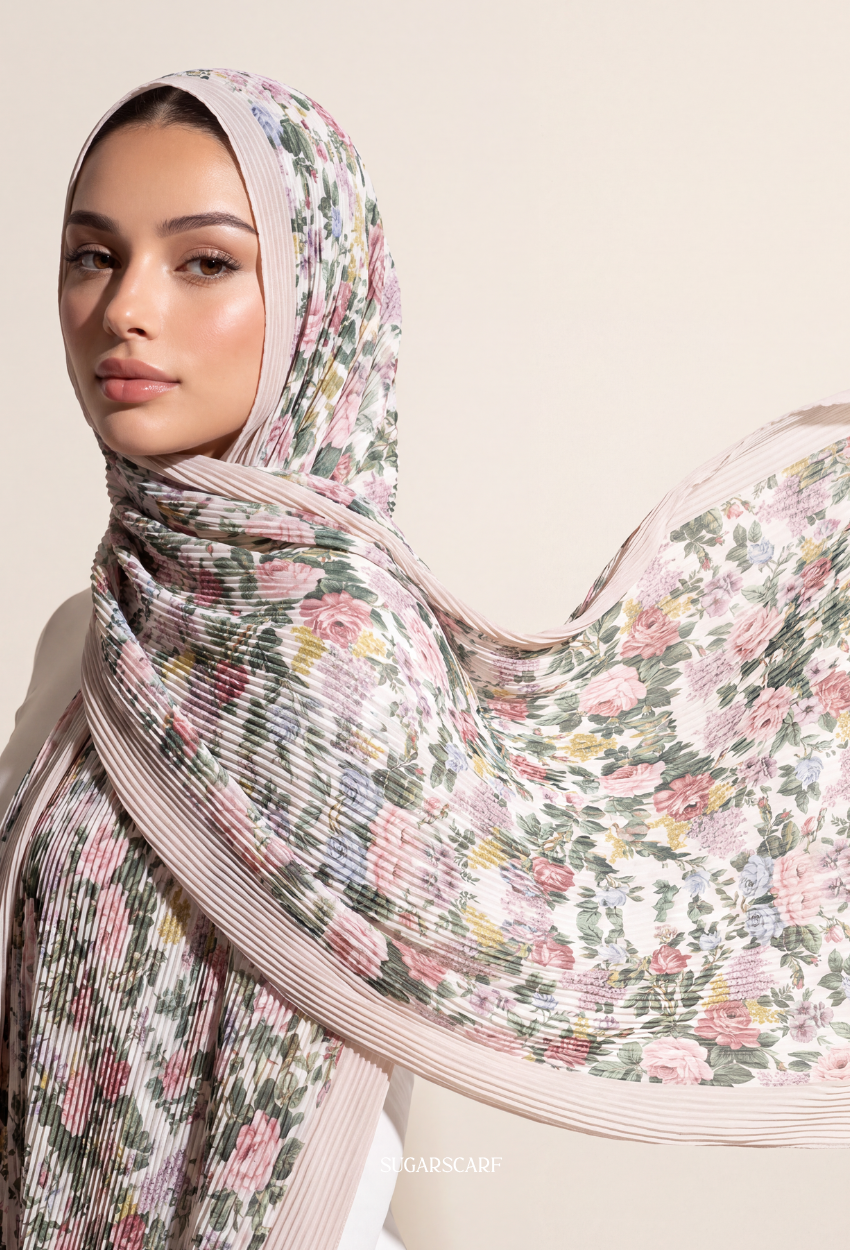 Fall In Love Wide Ultra Fine Pleated Shawl Ironless · in MapleWood- PinkBorder