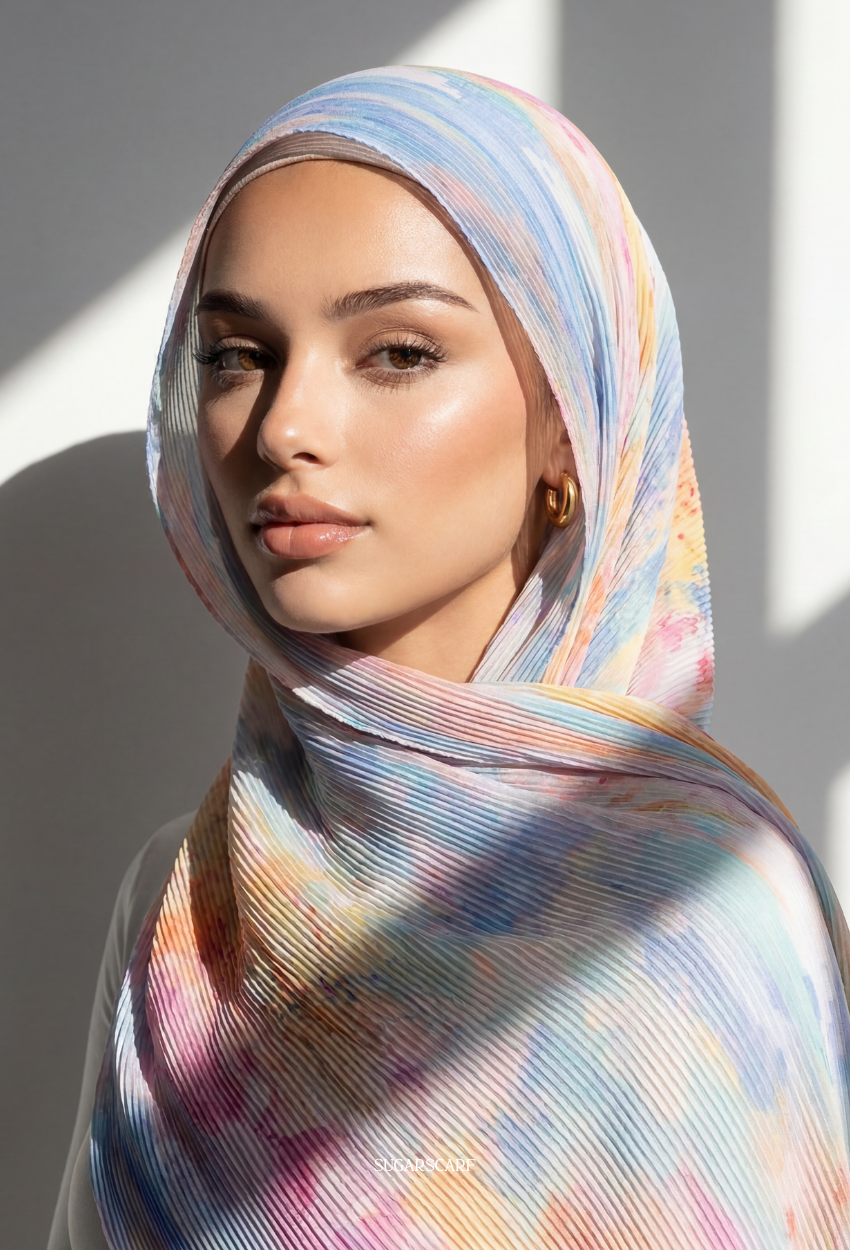 Fall In Love Wide Ultra Fine Pleated Shawl Ironless · in Estelle