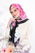 YES ( Square ) Seri Fiora Mixed Satin Silk Scarf ( SERI MALAM )