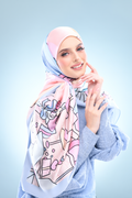 YES DEFECT - ( Satin Square ) LE ThePinkHoliday Satin Silky Matte Scarf ( Blue Sand )