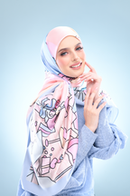 YES DEFECT - ( Satin Square ) LE ThePinkHoliday Satin Silky Matte Scarf ( Blue Sand )