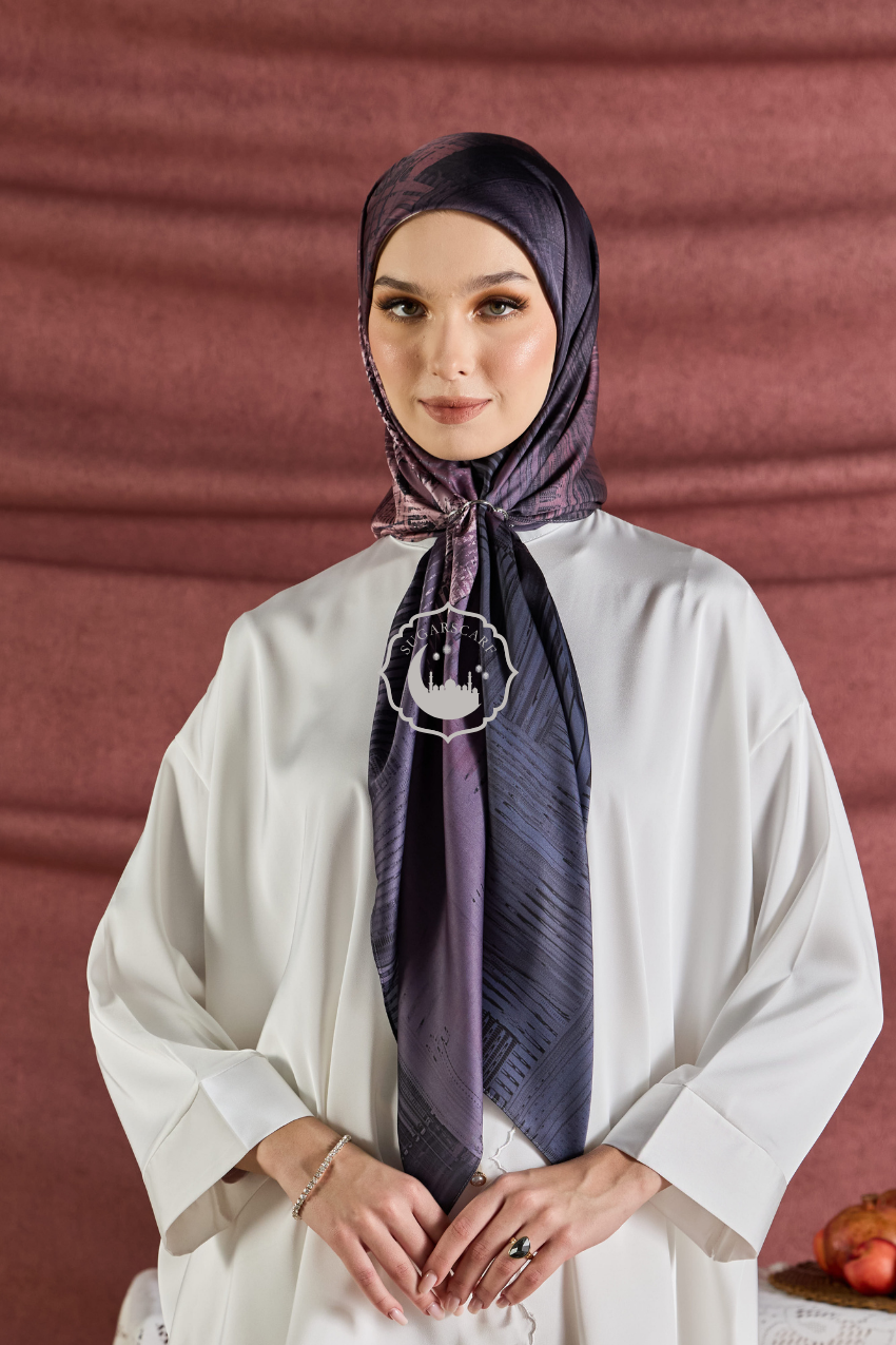 YES DEFECT (Square ) Celeste In Mixed Silk Matte Satin (Starlight)