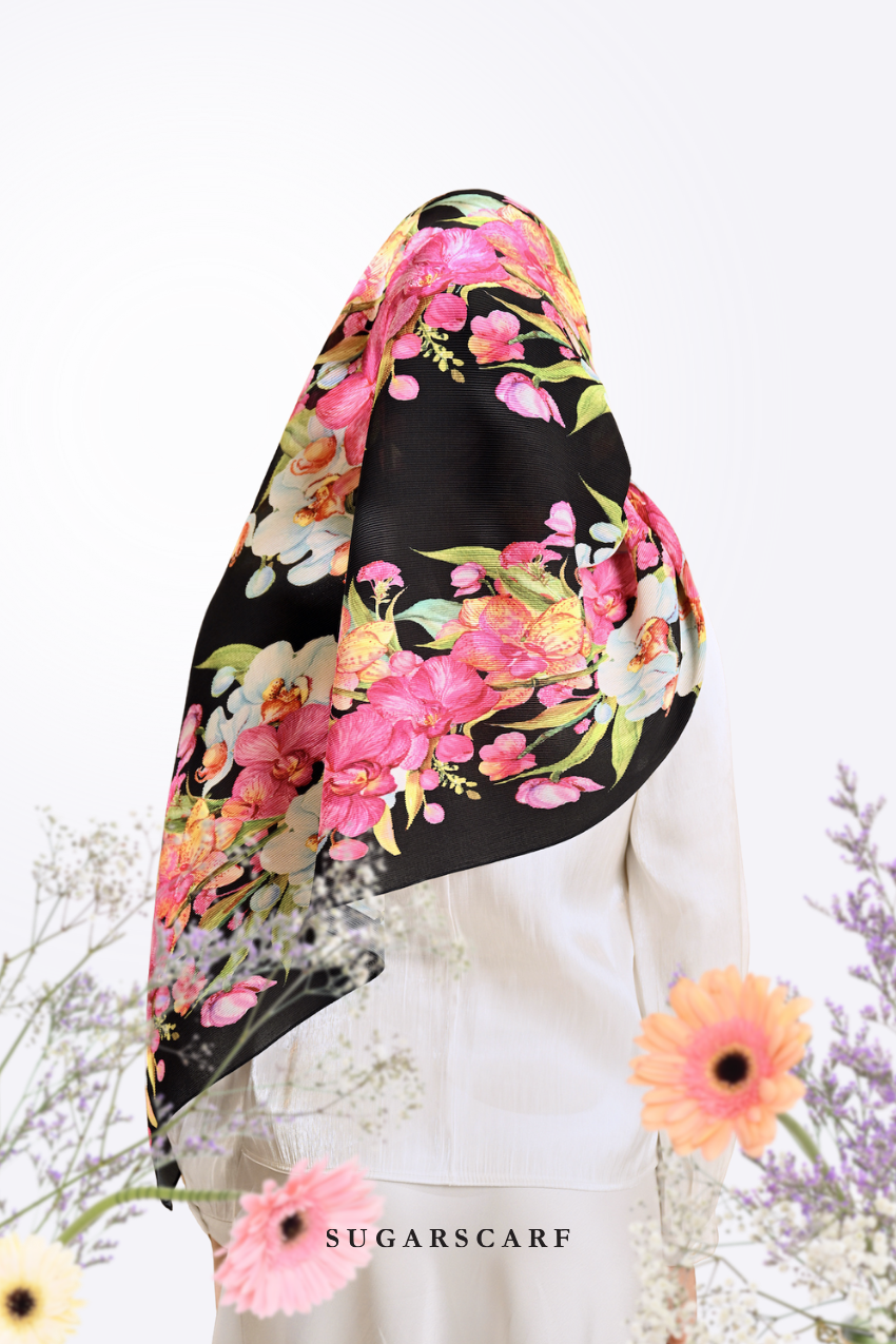 YES DEFECT ( Full Wide Pleats Shawl ) Raya Vol 1 Seri Fiora ( SERI MALAM )