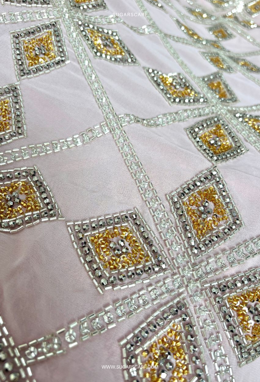Cleopatra Crystal Beads Drape In Off Cream