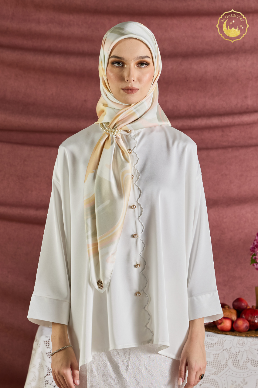 YES DEFECT - (Square ) Celeste In Mixed Silk Matte Satin (Sinaran)