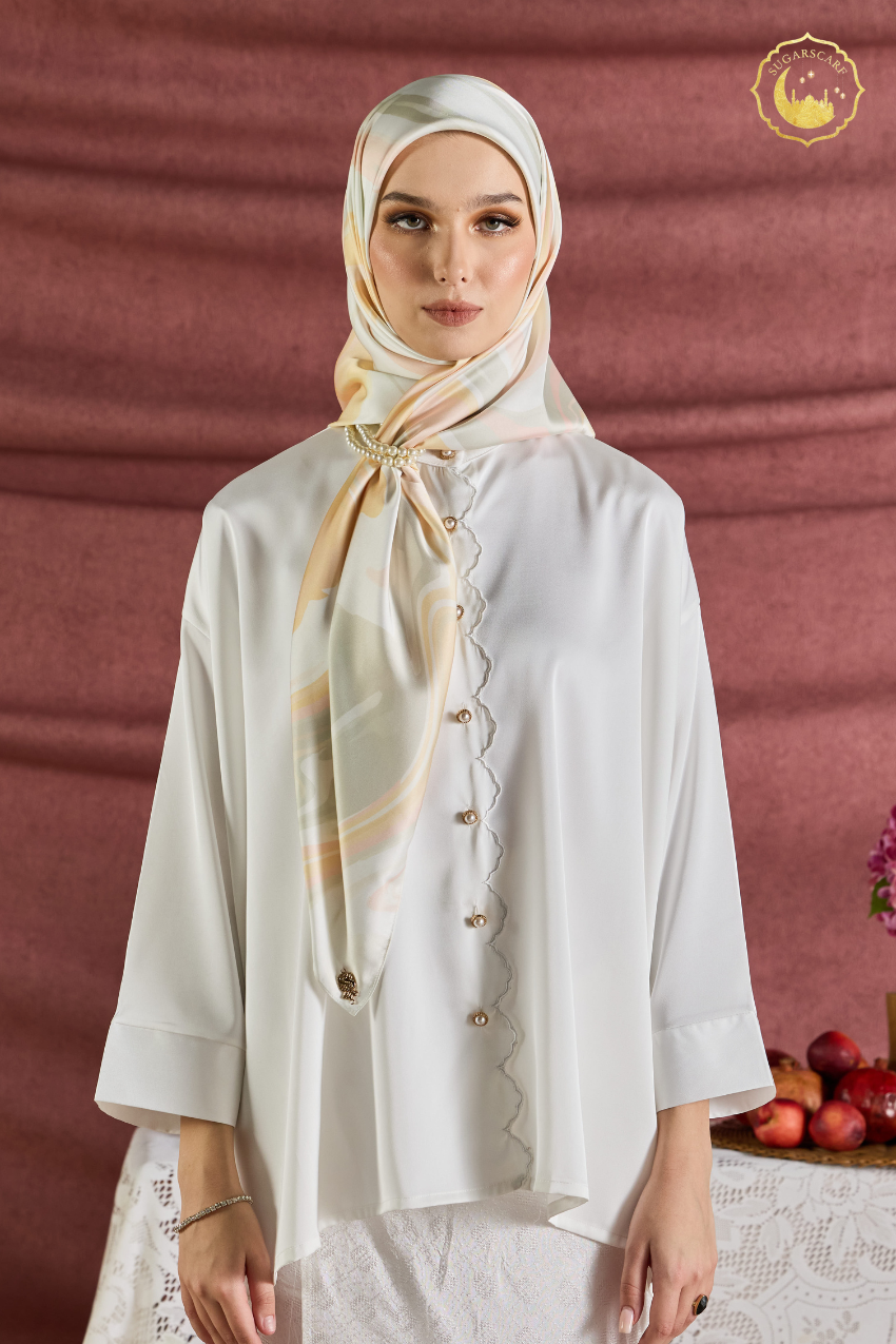 (Square ) Celeste In Mixed Silk Matte Satin (Sinaran)