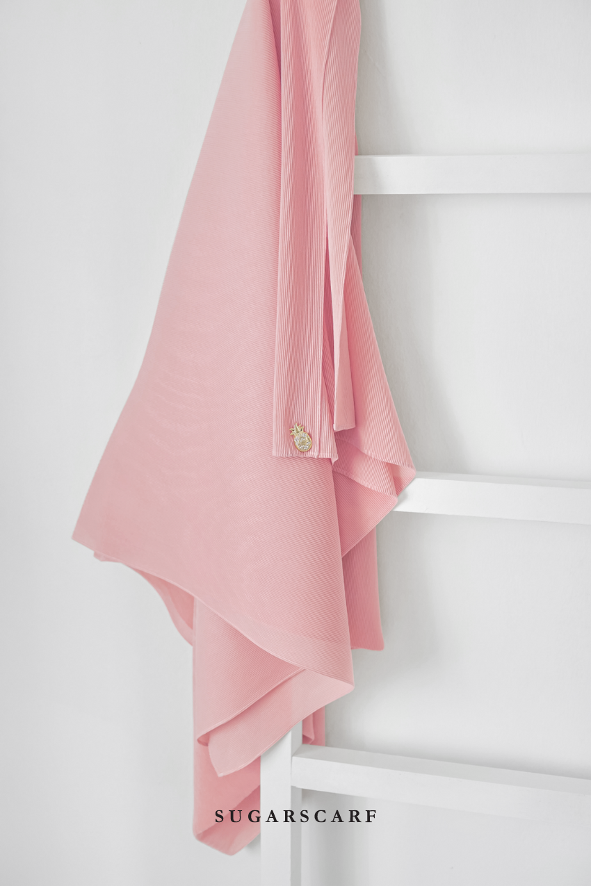 YES ( Full Wide Pleats Shawl ) Elegant Folds Everyday Ironless Pleats Shawl ( SAKURA )