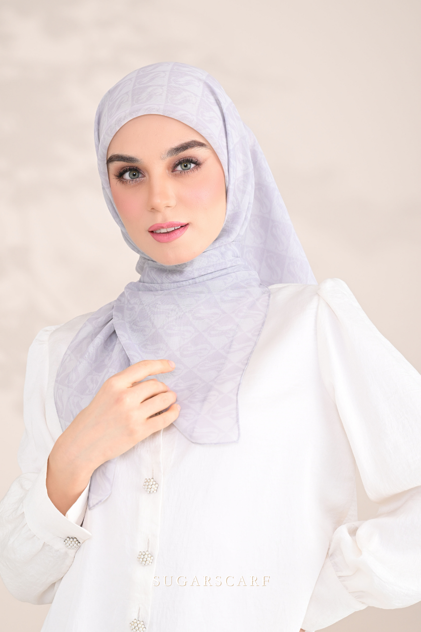 YES ( Square ) SSMonogramJP Voile in ( Silver Cloud )