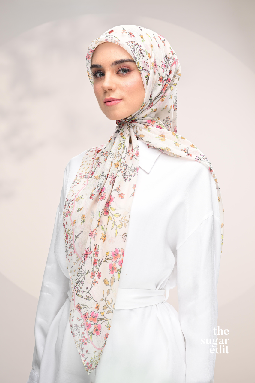 YES DEFECT - THESUGAREDIT Whispering Bloom Japanese Cotton Voile In (Serene Blossom)