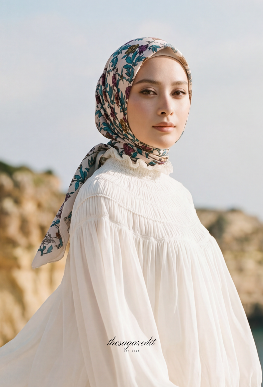 TSE BloomInvitation Japanese Cotton Voile Square In Eloise