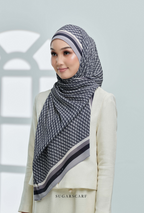 (SAMPLE) ( Full Wide Pleats Shawl ) Classy Monogram ( SMOKEY EYES )