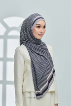 (SAMPLE) ( Full Wide Pleats Shawl ) Classy Monogram ( SMOKEY EYES )