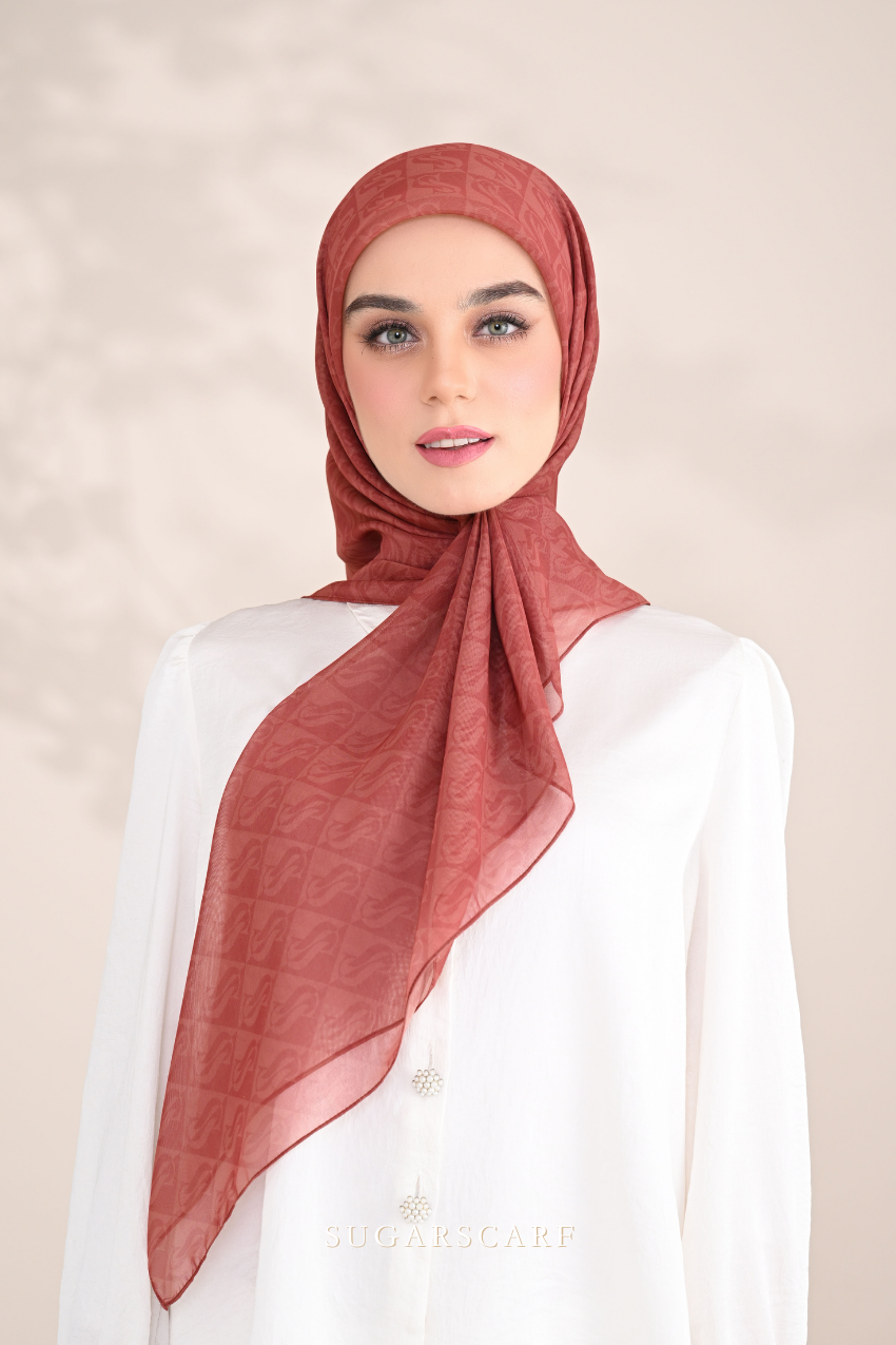 YES DEFECT - ( Square ) SSMonogramJP Voile in ( Bronze Brown )