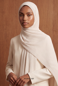 ( Full Wide Pleats Shawl ) Elegant Folds Everyday - (Milk)