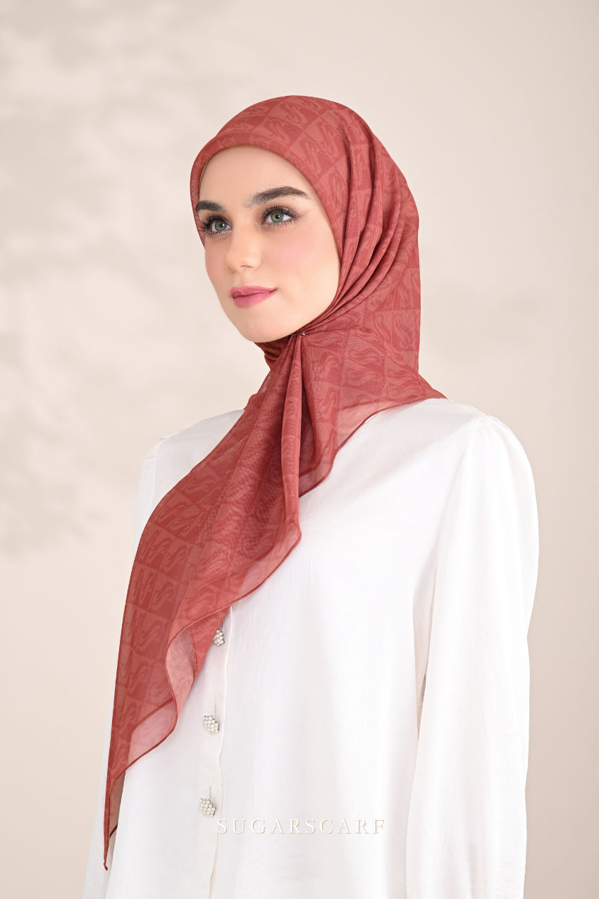 YES DEFECT - ( Square ) SSMonogramJP Voile in ( Bronze Brown )