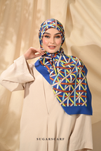 YES DEFECT - ( Square ) Classy Simpulan Mixed Satin Silk Scarf ( ANAK BULAN )