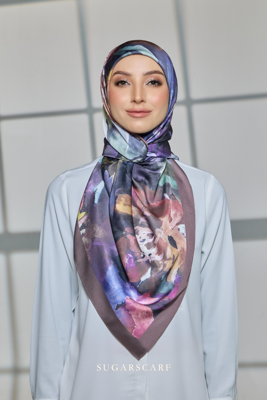 YES DEFECT - ( Square ) Celeste Matte Satin Silk Scarf ( HORIZON HOPE )