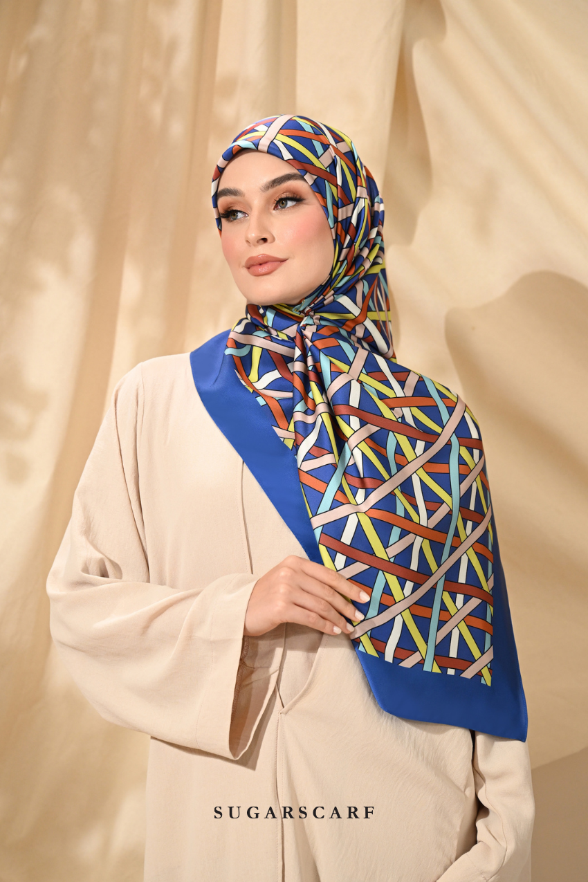 YES DEFECT - ( Square ) Classy Simpulan Mixed Satin Silk Scarf ( ANAK BULAN )