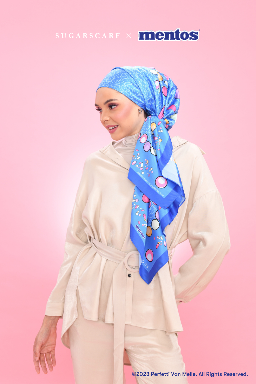 YES DEFECT - Sugarscarf X Mentos Canvas Mixed Satin Silk Square In Bold n Fun
