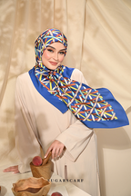 YES DEFECT - ( Square ) Classy Simpulan Mixed Satin Silk Scarf ( ANAK BULAN )