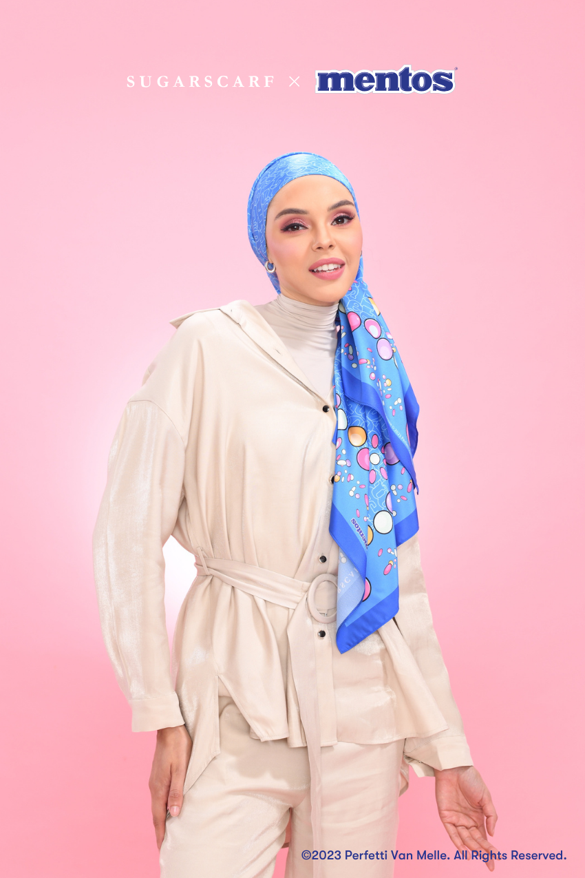 YES DEFECT - Sugarscarf X Mentos Canvas Mixed Satin Silk Square In Bold n Fun