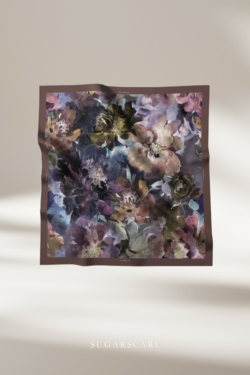 YES DEFECT - ( Square ) Celeste Matte Satin Silk Scarf ( HORIZON HOPE )