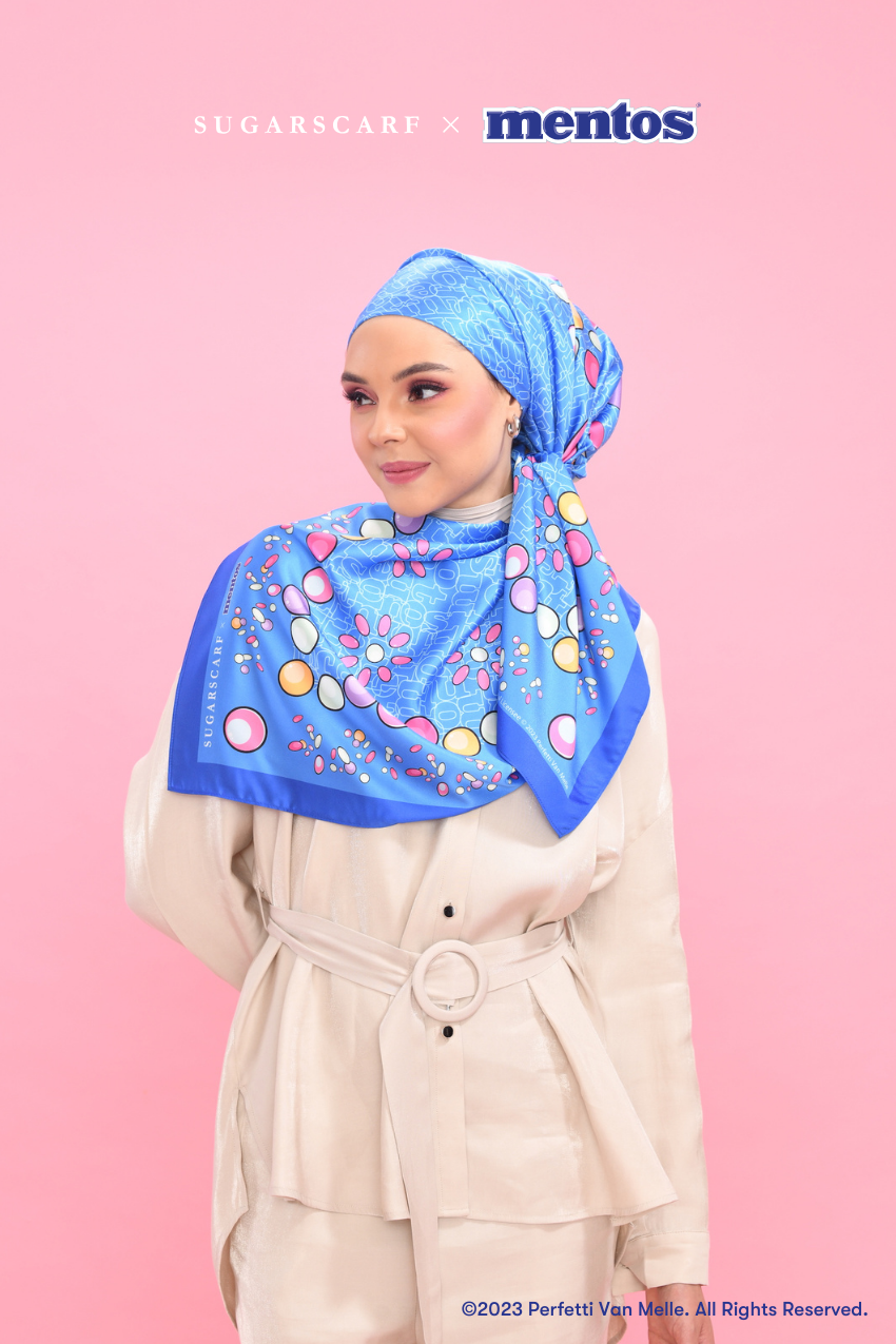 YES DEFECT - Sugarscarf X Mentos Canvas Mixed Satin Silk Square In Bold n Fun