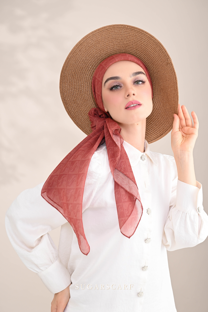 YES DEFECT - ( Square ) SSMonogramJP Voile in ( Bronze Brown )