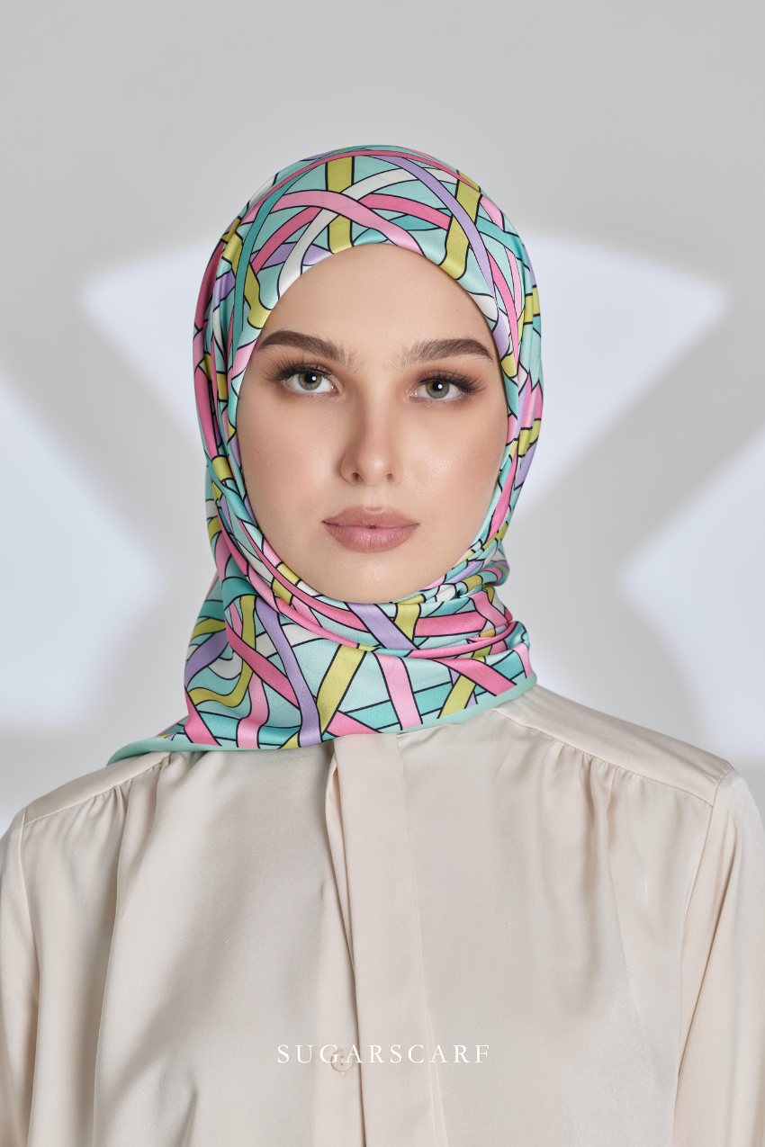 ( Square ) Classy Simpulan Mixed Satin Silk Satin ( TAKBIR )