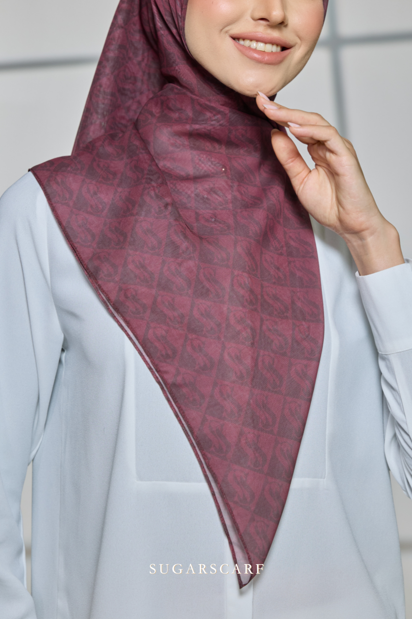 Sugarscarf Monogram JapaneseVoile In Celestial Maroon