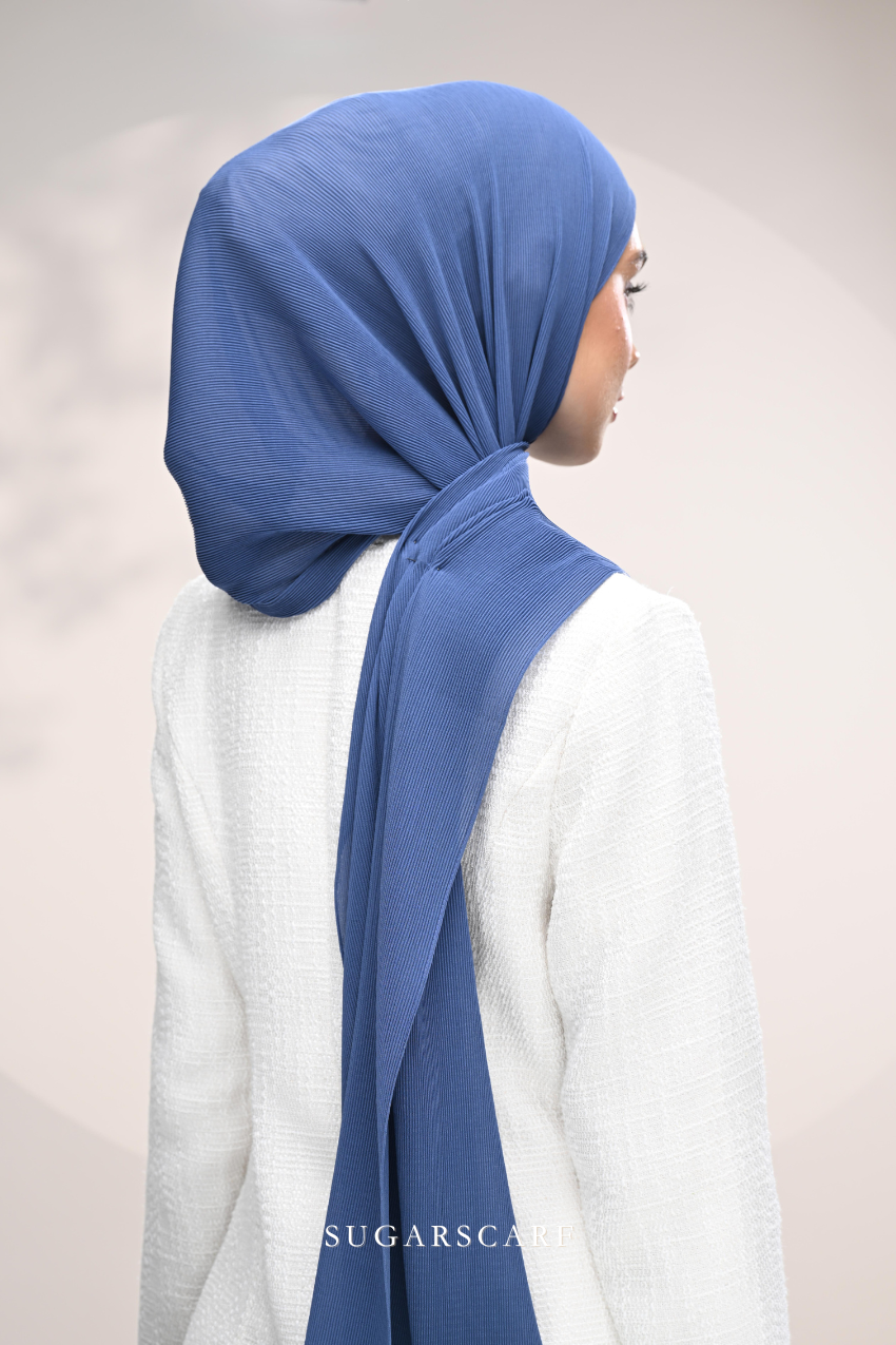 ( Full Wide Pleats Shawl ) Elegant Folds Everyday Ironless Pleats Shawl ( Semporna )