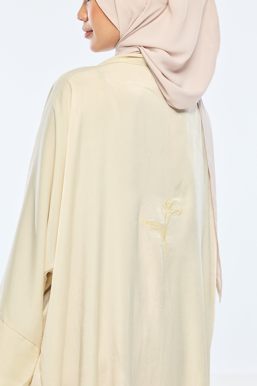 Noir Éclat Anne Embroidery Abaya Outer Robe in Rose Glow