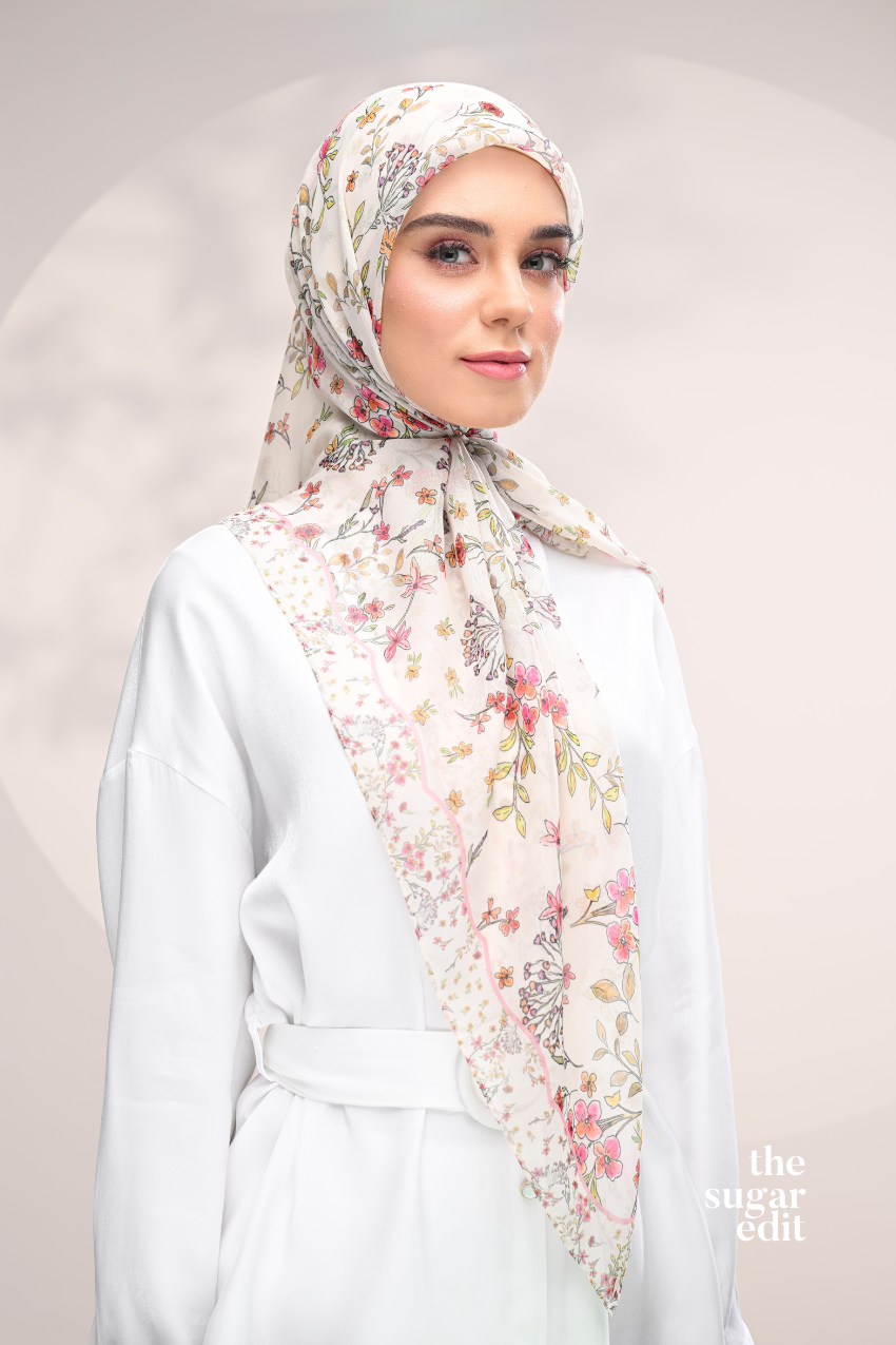 YES DEFECT - THESUGAREDIT Whispering Bloom Japanese Cotton Voile In (Serene Blossom)