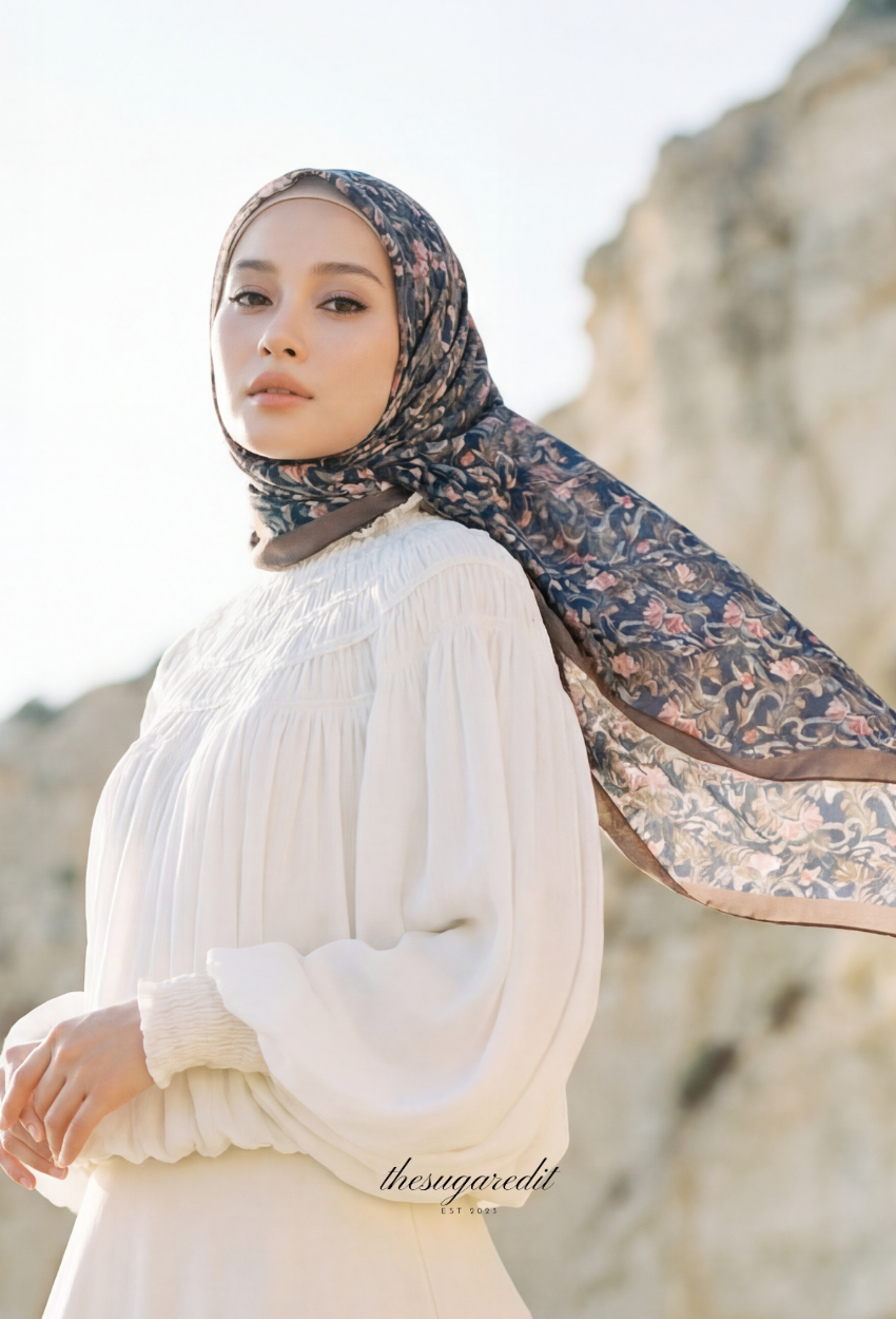 TSE BloomInvitation Japanese Cotton Voile Square In ForestFleur