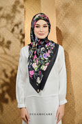 YES ( Square ) Seri Blooming Mixed Satin Silk Scarf ( BUNGA )