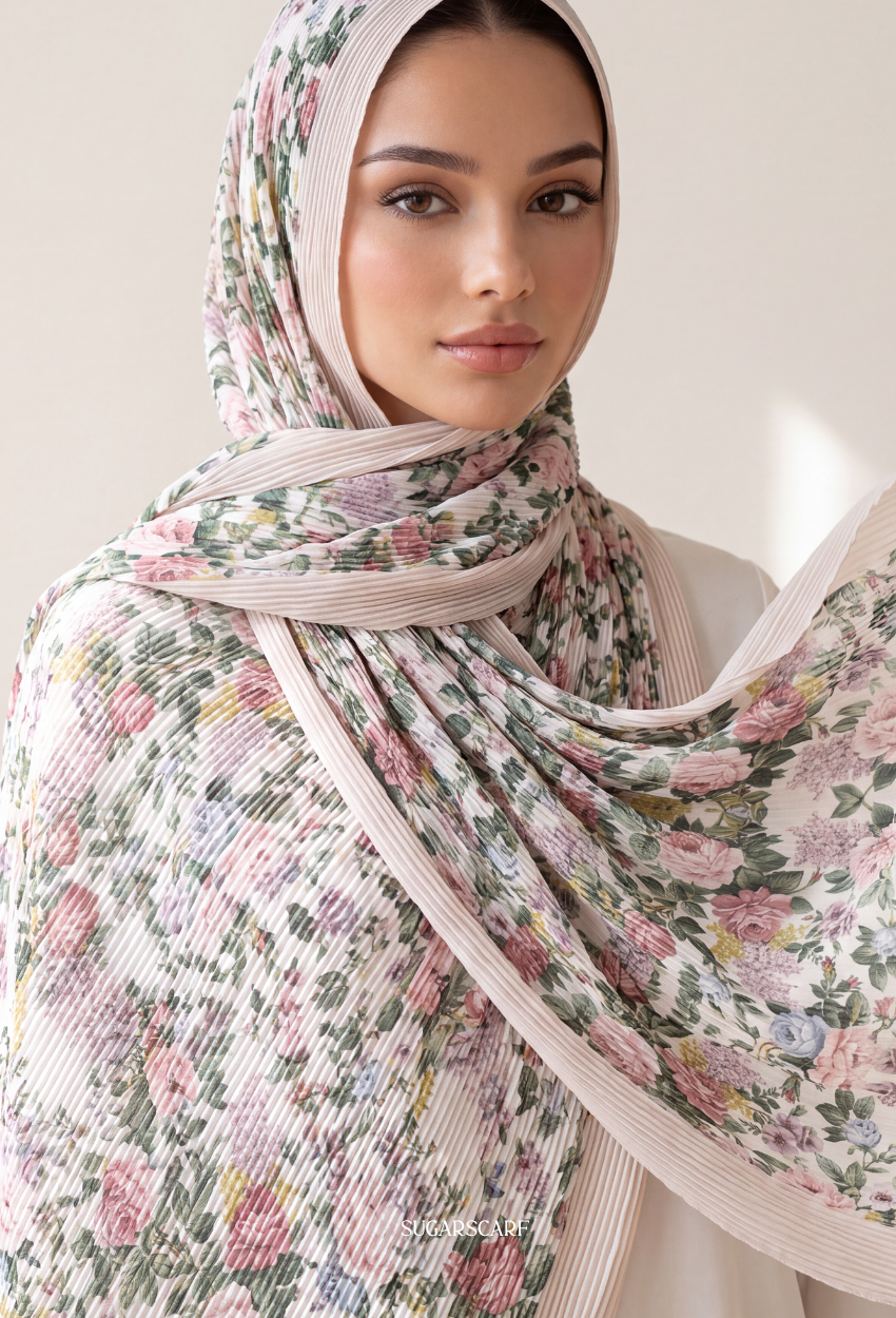 Fall In Love Wide Ultra Fine Pleated Shawl Ironless · in MapleWood- PinkBorder
