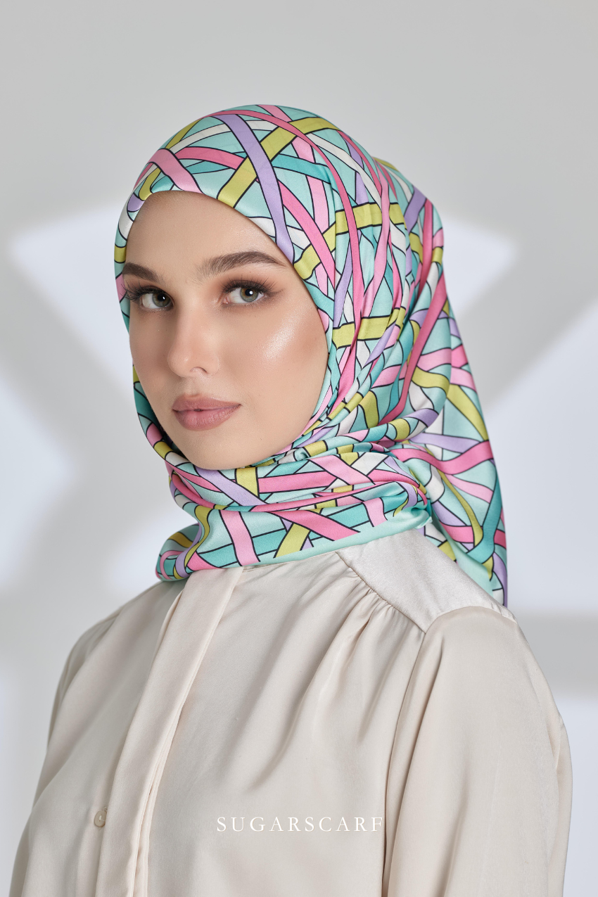 ( Square ) Classy Simpulan Mixed Satin Silk Satin ( TAKBIR )