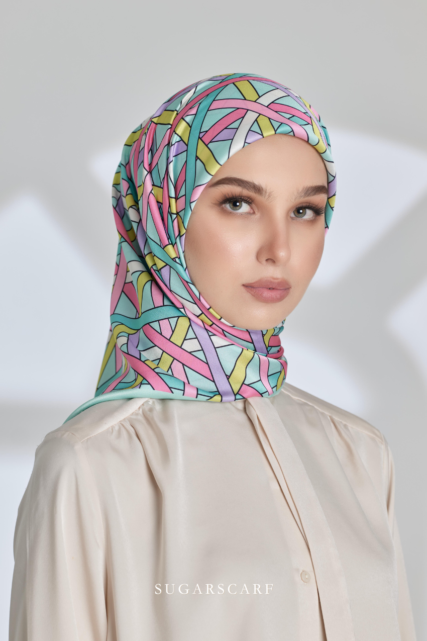 ( Square ) Classy Simpulan Mixed Satin Silk Satin ( TAKBIR )