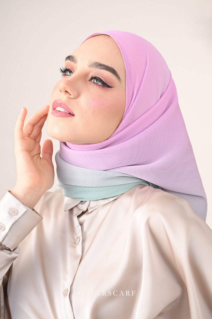 YES DEFECT - ( Full Wide Pleats Shawl ) Ombre ( Our Sky )
