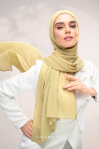 (SAMPLE) ( Full Wide Pleats Shawl ) Elegant Folds Everyday Ironless Pleats Shawl ( Serai )
