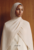 ( Full Wide Pleats Shawl ) Elegant Folds Everyday - (Milk)